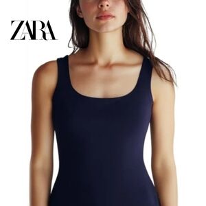 🟣 Sz S Zara W/B Collection Classic Navy Blue Women's Tank Top